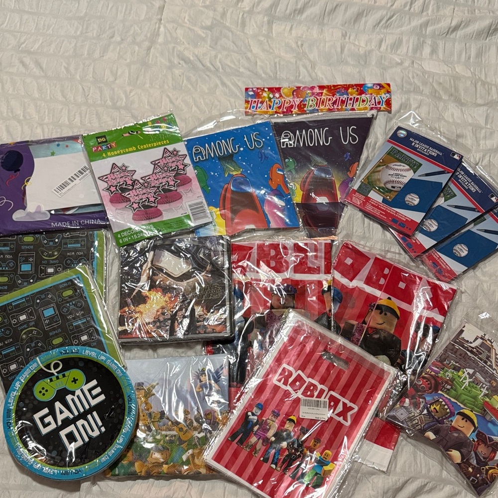 Roblox and Among Us  and other random Party Supplies